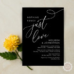 Nothing Fancy, Just Love, Romantic Wedding Dinner Invitation<br><div class="desc">Announce and share your happily ever after in style with our modern theme design (nothing fancy just love) wedding elopement celebration invitation card. It is ideal for couples who have decided to celebrate their best day. With its sophisticated yet playful design, this invitation is sure to set the tone for...</div>