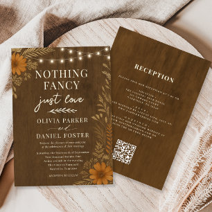 Nothing Fancy Just Love Rustic QR Code Wedding  Invitation