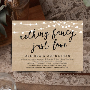 Nothing Fancy Just Love Rustic String Lights Invitation