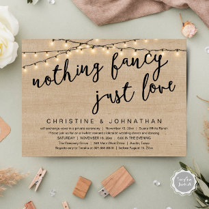 Nothing Fancy, Just Love Rustic Wedding Dinner Invitation