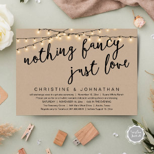 Nothing Fancy, Just Love Rustic Wedding Dinner Invitation