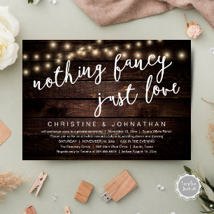 Nothing Fancy, Just Love Rustic Wedding Dinner Invitation