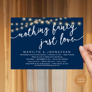 Nothing Fancy, Just Love, Rustic Wedding Dinner Invitation