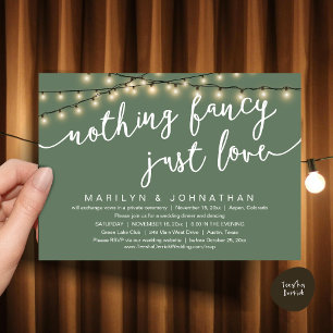 Nothing Fancy, Just Love, Rustic Wedding Dinner Invitation