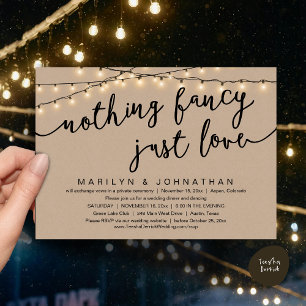 Nothing Fancy, Just Love, Rustic Wedding Dinner Invitation