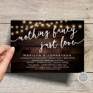Nothing Fancy, Just Love, Rustic Wedding Dinner Invitation