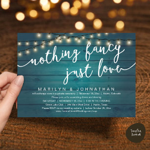 Nothing Fancy, Just Love, Rustic Wedding Dinner Invitation