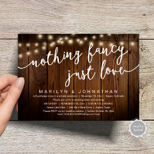 Nothing Fancy, Just Love, Rustic Wedding Dinner Invitation
