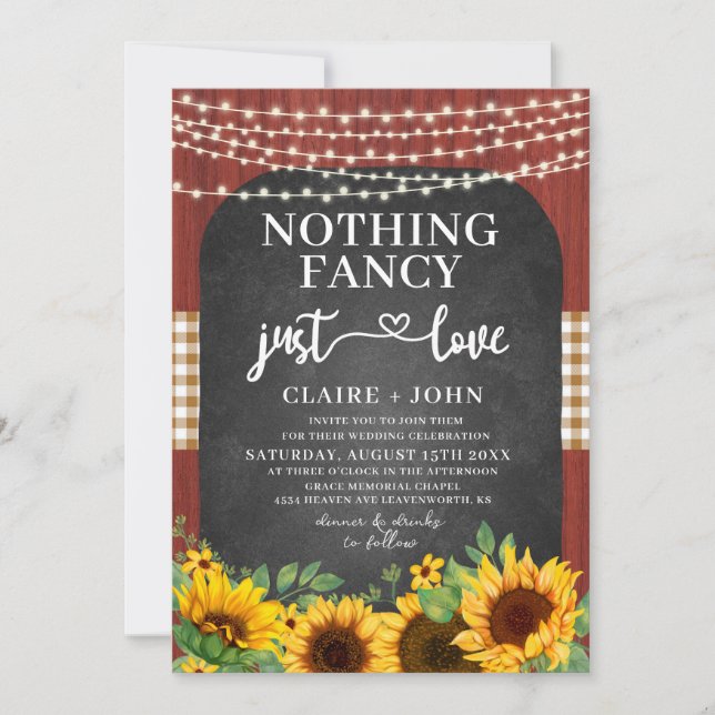 Nothing Fancy Just Love Rustic Wedding Invitation (Front)