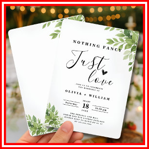 Nothing Fancy Just Love Sage Green Wedding Invitation