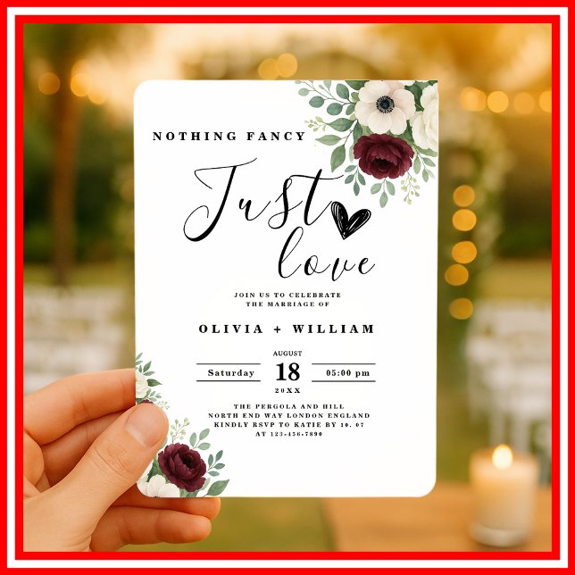 Nothing Fancy Just Love Sage Green Wedding  Invitation (Creator Uploaded)