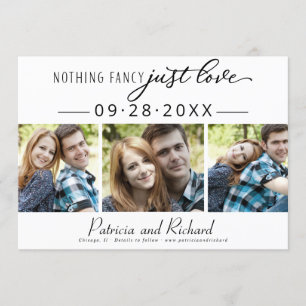 Nothing Fancy Just Love Save The Date 3 Photo Invitation