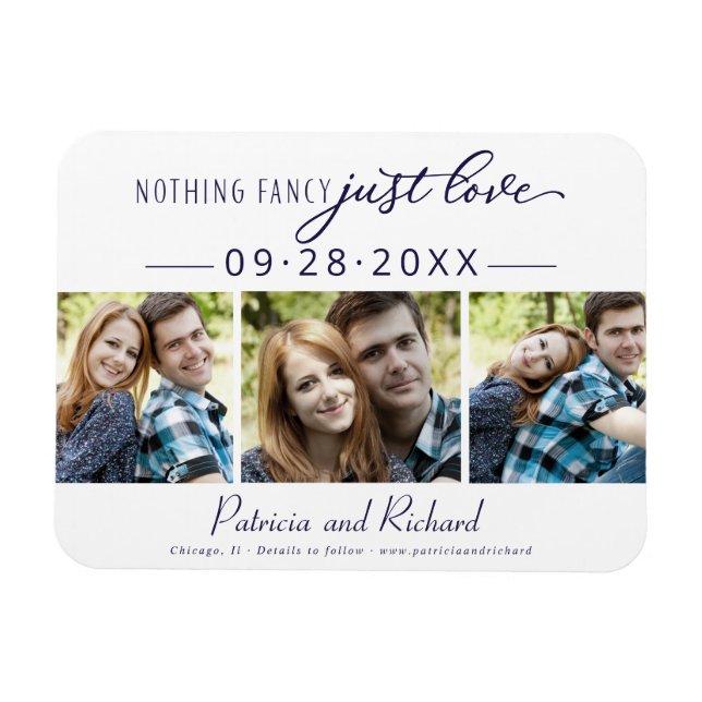 Nothing Fancy Just Love Save The Date 3 Photo Magnet (Horizontal)