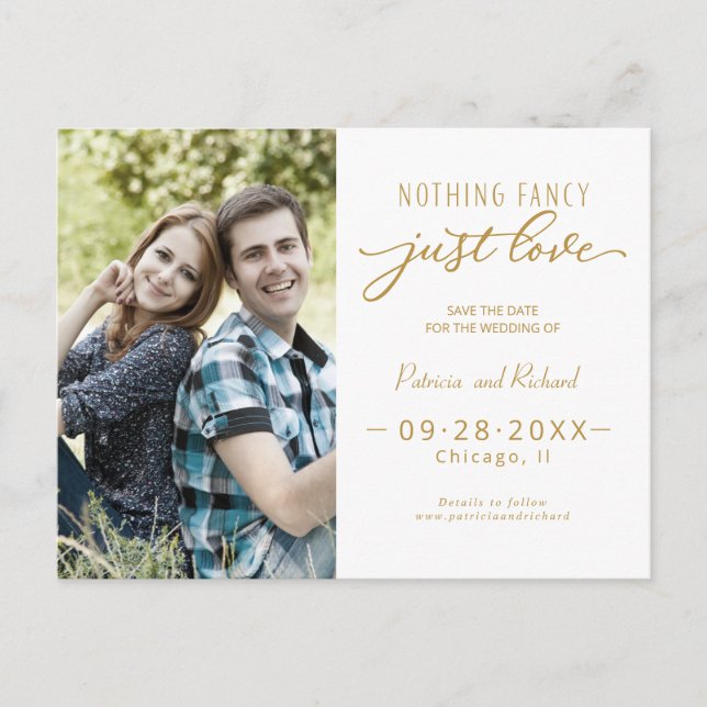 Nothing Fancy Just Love Save The Date Photo Postcard (Front)