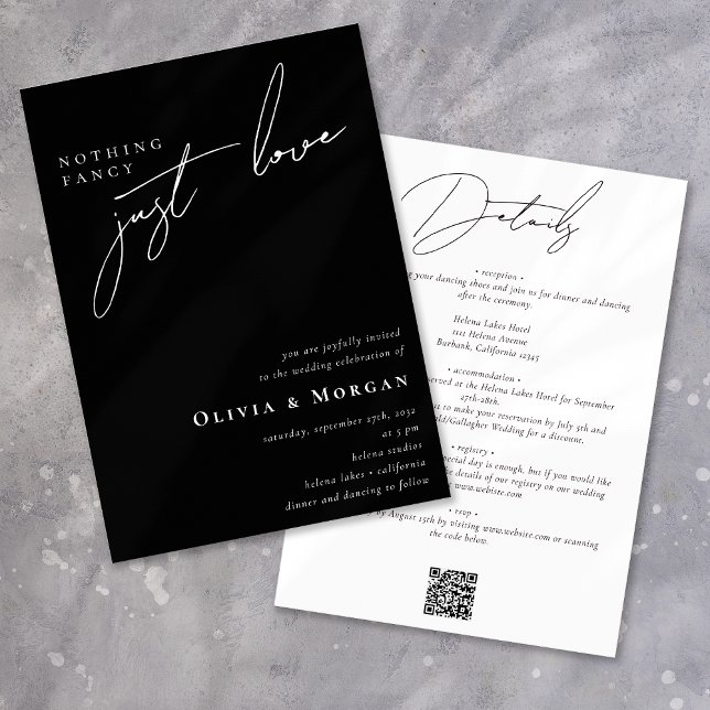 Nothing Fancy Just Love Script All in One Wedding Invitation (Creator Uploaded)