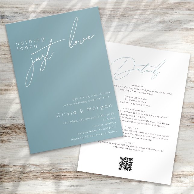 Nothing Fancy Just Love Script QR Code Wedding Invitation (Creator Uploaded)