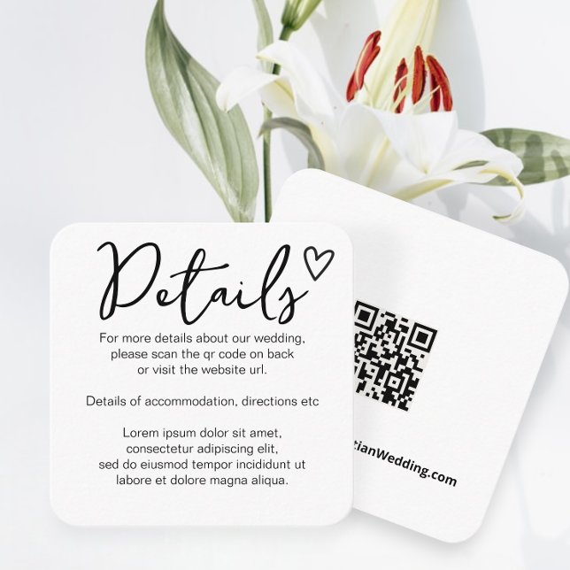 Nothing Fancy Just Love Simple QR Code Enclosure Card (Nothing Fancy Just Love Simple QR Code Enclosure Cards from Ricaso. Add website to QR code on back)