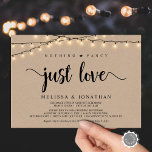 Nothing Fancy, Just Love, String Lights Elopement Invitation<br><div class="desc">Beautiful Nothing Fancy,  Just Love,  Wedding Elopement Announcement / Invitation card,  in Rustic farm Kraft,  String Lights design. This is perfect for your wedding reception and post-wedding celebration party. Add your details in matching font / lettering.
#TeeshaDerrick</div>