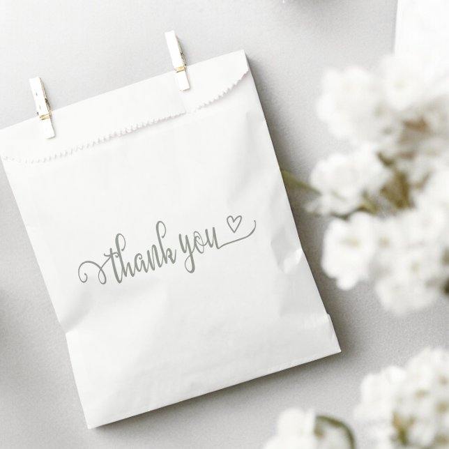 Nothing Fancy Just Love Thank You Favour Bag (Nothing Fancy Just Love Thank You Favor Bags from Ricaso. Sage green typography and love heart)