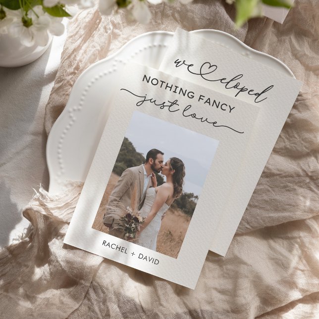 Nothing Fancy Just Love We Eloped Elopement Party Invitation (Creator Uploaded)