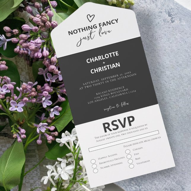 Nothing Fancy Just Love Wedding All In One Invitation (Nothing Fancy Just Love Wedding All In One Invitation from Ricaso. Invite, envelope & RSVP in one)
