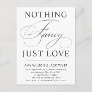 Nothing Fancy Just Love Wedding Announcement Postc Postcard
