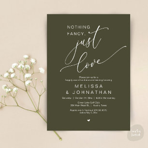 Nothing Fancy, Just Love, Wedding Dinner Dancing Invitation