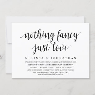 Nothing Fancy Just Love, Wedding Elopement Dinner Invitation
