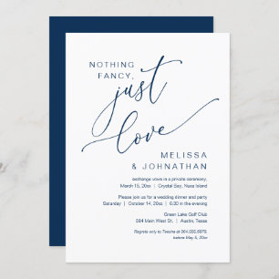 Nothing Fancy, Just Love, Wedding Elopement Dinner Invitation