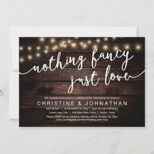 Nothing Fancy, Just Love, Wedding Elopement Dinner Invitation