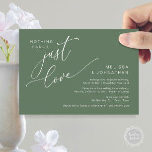 Nothing Fancy, Just Love, Wedding Elopement Dinner Invitation