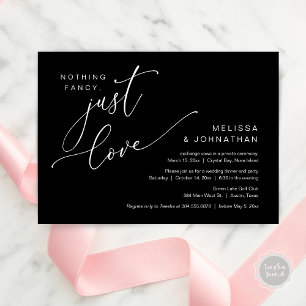 Nothing Fancy, Just Love, Wedding Elopement Dinner Invitation