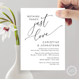 Nothing Fancy, Just Love, Wedding Elopement Dinner Invitation