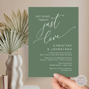 Nothing Fancy, Just Love, Wedding Elopement Dinner Invitation