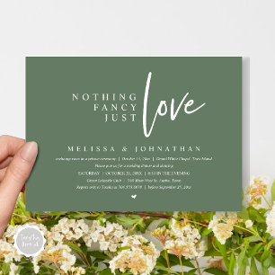Nothing Fancy, Just Love Wedding Elopement Dinner Invitation