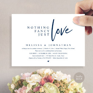 Nothing Fancy, Just Love Wedding Elopement Dinner Invitation