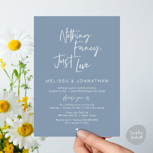 Nothing Fancy, Just Love, Wedding Elopement Dinner Invitation