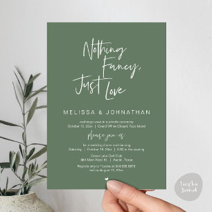 Nothing Fancy, Just Love, Wedding Elopement Dinner Invitation