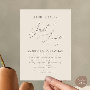 Nothing Fancy, Just Love, Wedding Elopement Dinner Invitation