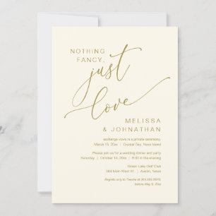 Nothing Fancy, Just Love, Wedding Elopement Invitation