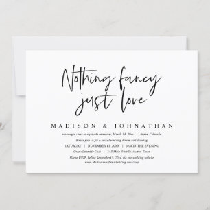 Nothing Fancy, Just Love, Wedding Elopement Invitation