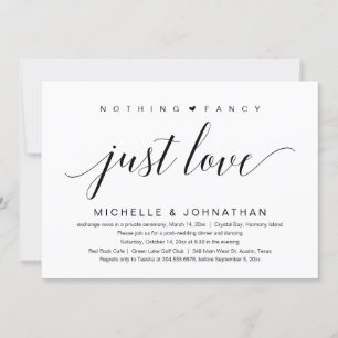 Nothing Fancy, Just Love, Wedding Elopement Invitation