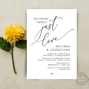 Nothing Fancy, Just Love, Wedding Elopement Invitation