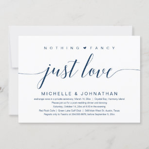 Nothing Fancy, Just Love, Wedding Elopement  Invitation
