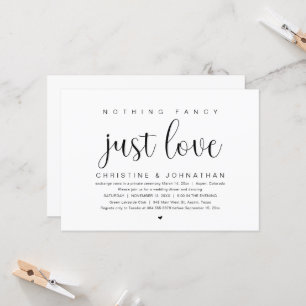 Nothing Fancy Just Love, Wedding Elopement Party I Invitation