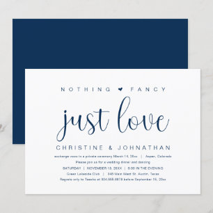 Nothing Fancy Just Love, Wedding Elopement Party Invitation