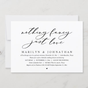 Nothing Fancy, Just Love, Wedding Elopement Party Invitation