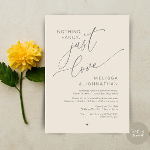 Nothing Fancy, Just Love, Wedding Elopement Party Invitation