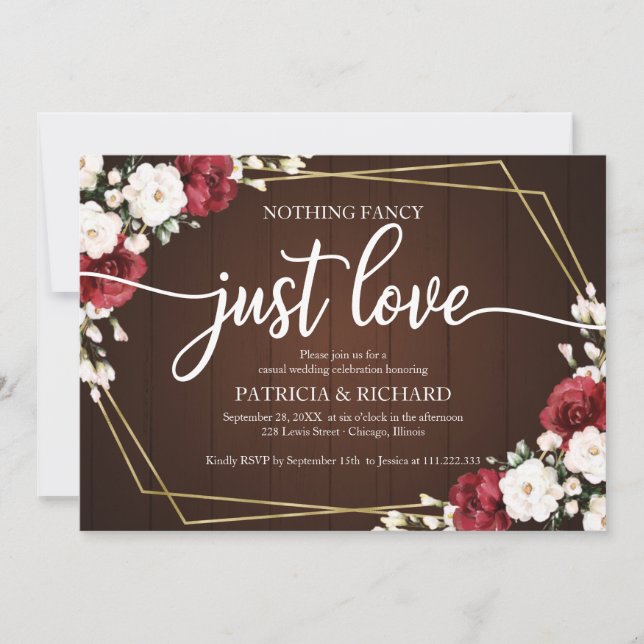 Nothing Fancy Just Love Wedding Geometric Rustic  Invitation (Front)