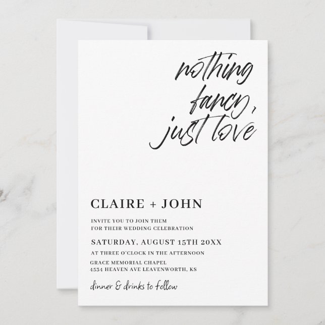 Nothing Fancy Just Love Wedding Invitation (Front)